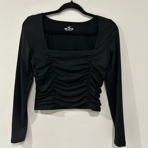 Hollister Square neck long sleeved shirt, medium, black